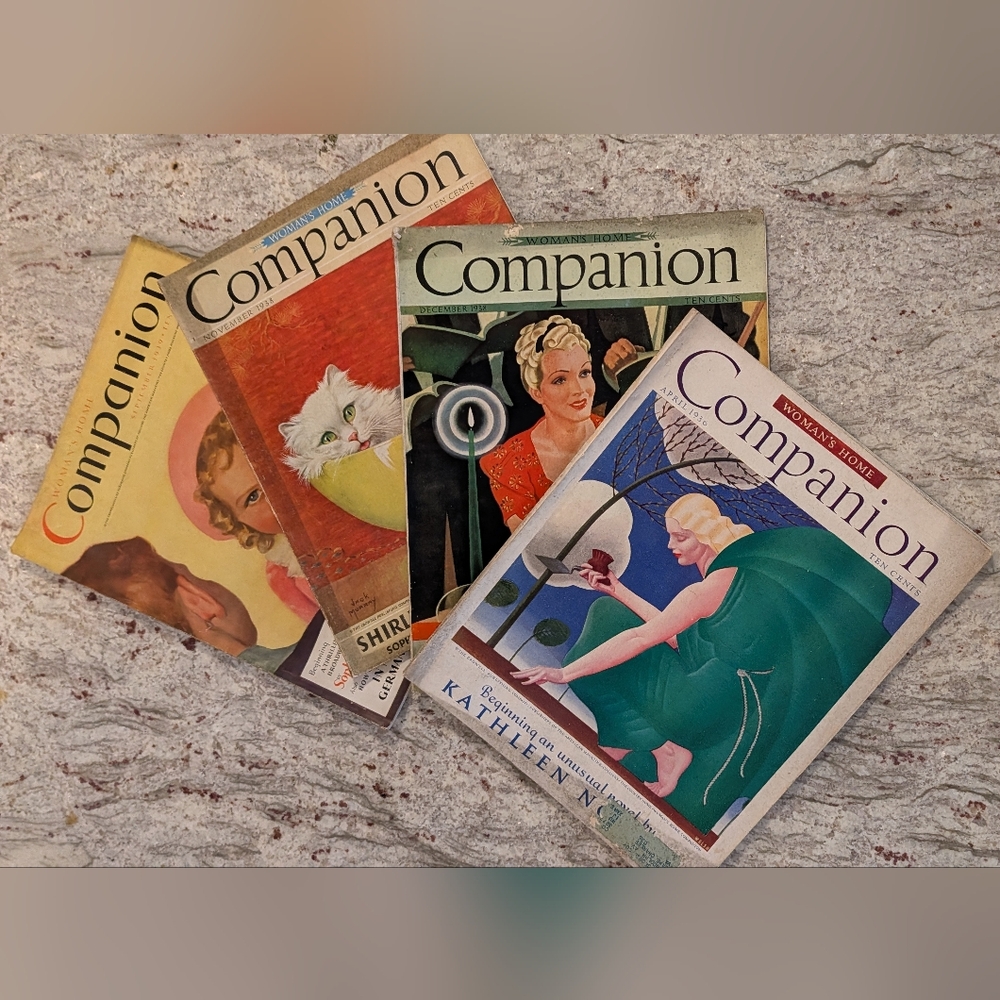 4 Woman's Home Companion MCM Magazines April 36, Nov 38, Dec 38 & Sept 39 READ